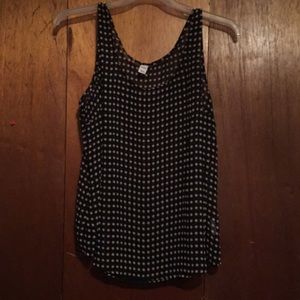 Black sheer with tan polka dots